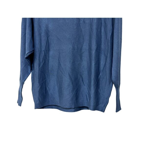 MELISSA PAIGE WOMENS SWEATER RIBBED BLOCK-STITCH DOLMAN SLEEVE BLUE SIZE SMALL - Picture 9 of 12